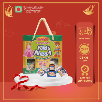Tổ yến chưng sẵn hiệu Kids Nest Plus - Apple - Hộp 6 hũ
