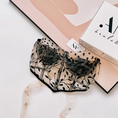 Áo corset lưới bi mix lá